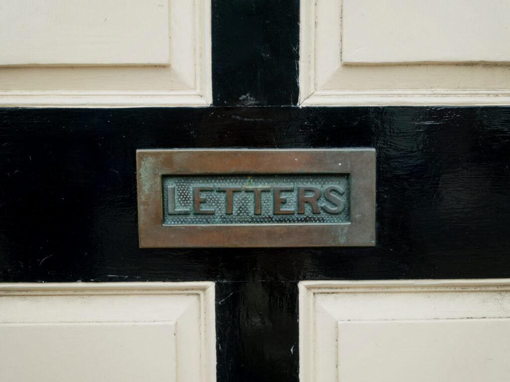 A door with a letter slot.