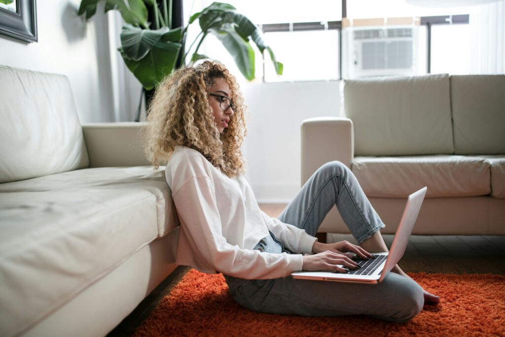 A woman ordering Target delivery to Canada online via PostFromUS.