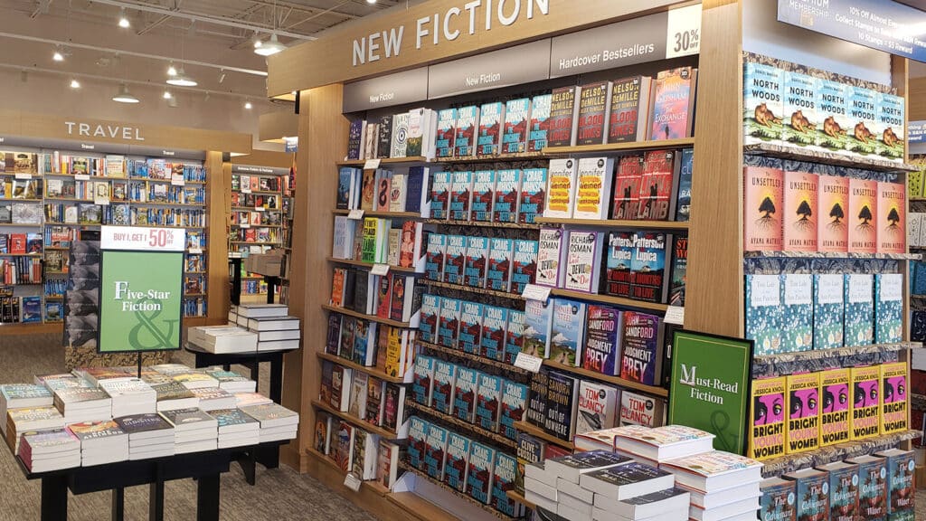 The new fiction at Barnes and Noble.