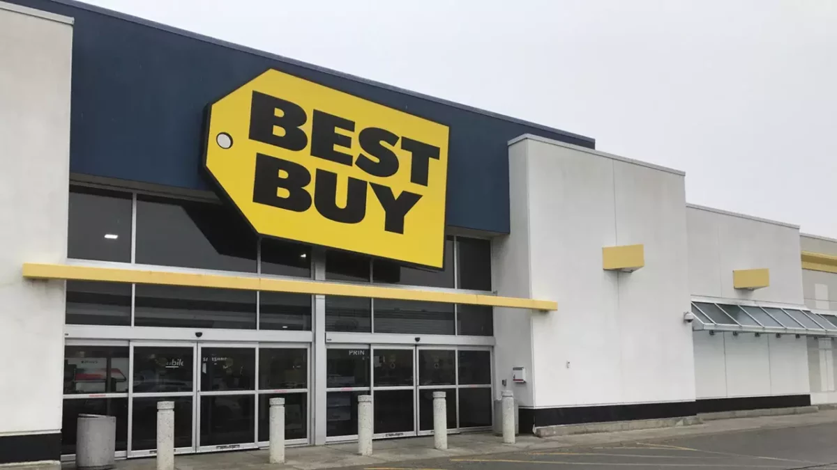 Best Buy Francia non esiste, ma questo è un esempio dell'aspetto esteriore di Best Buy'nei suoi negozi di mattoni e malta.