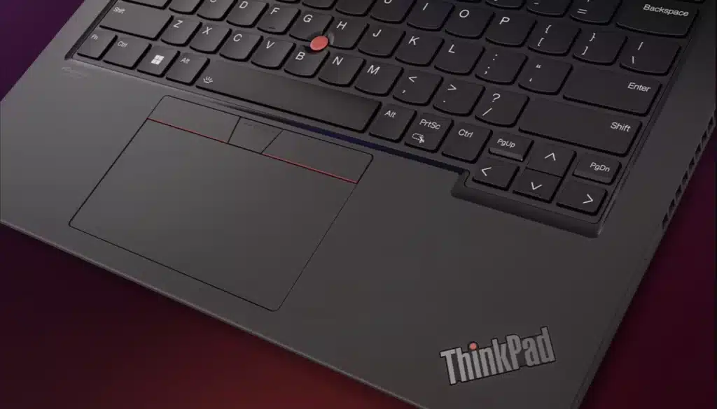 a top down view of the lenovo thinkpad, a laptop from america